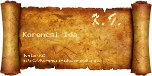 Korencsi Ida névjegykártya